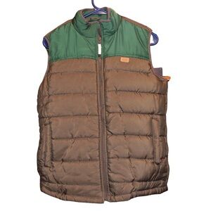 Boys Green and Brown Puffer Vest LG